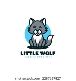 Vector Logo Illustration Wolf Mascot Cartoon Style.