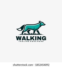 Vector Logo Illustration Wolf Simple Mascot Style.