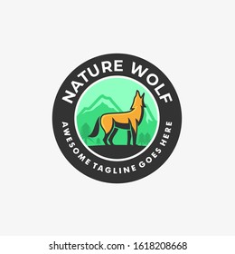 Vector Logo Illustration Wolf Vintage Badge