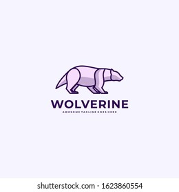Vector Logo Illustration Wolverine Walk Line Art