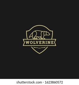 Vector Logo Illustration Wolverine Walk Vintage Badge
