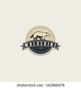 Vector Logo Illustration Wolverine Walk Vintage Badge