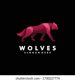 Vector Logo Illustration Wolves Gradient Colorful Style