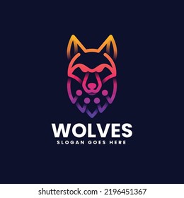 Vector Logo Illustration Wolves Gradient Line Art Style