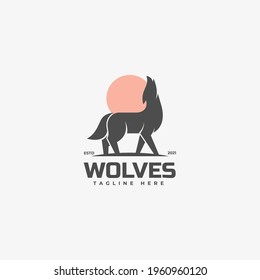 Vector Logo Illustration Wolves Silhouette Style.