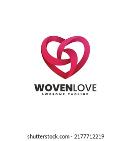 Vector Logo Illustration Woven Love Gradient Colorful Style.