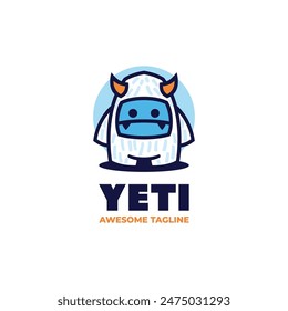 Vector Logo Illustration Yeti Mascot Cartoon Style.