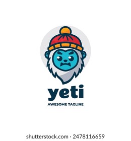 Vector Logo Illustration Yeti Mascot Cartoon Style.