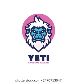 Vector Logo Illustration Yeti Simple Mascot Style.