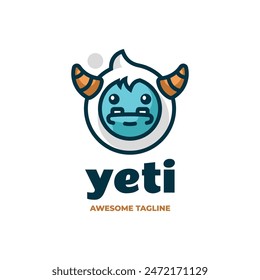 Vector Logo Illustration Yeti Simple Mascot Style.