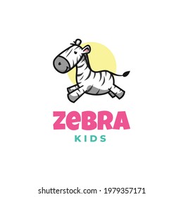 Vector Logo Illustration Zebra Mascot Cartoon Style.