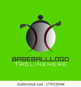 Vector logo with illustrations of Ball and Baseball athlete preparing to catch the ball.