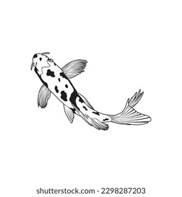vector logo illustrtation japanese Koi Fish black white