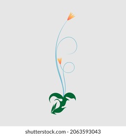 vector logo image illustration of an attractive green leaf blue stem flower plant