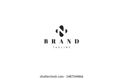 Vector logo with the image of the letter N in the style of negative space.