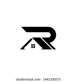 vector logo image letter R real estate in black and white