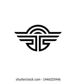 vector logo image letter T wing