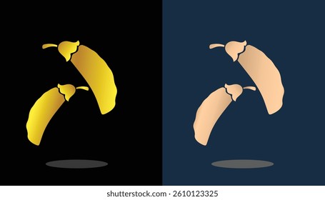 vector logo image of a long bean plant in beautiful and attractive gold color on a black and dark blue background