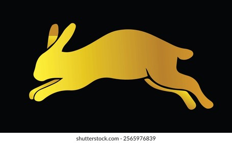 vector logo image of a rabbit with a beautiful gold texture on a black background