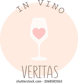 Vector logo "In vino veritas" means "The Truth is in the Wine" winelover glass