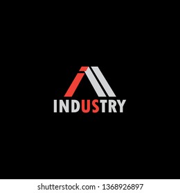 vector logo, industry. with lines shaped like factory roofs and letters i. unique, attractive, modern, minimalist, simple
