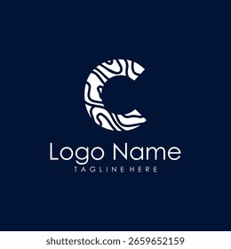 vector logo initial C wood texture. logo design
