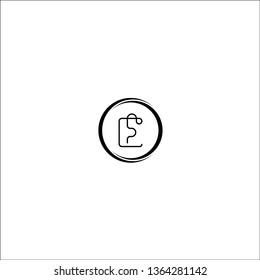 Vector logo initial E. circle ring frame.