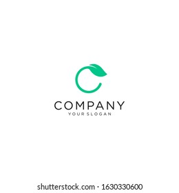 vector logo with the initials "C" representing health, nature, freshness