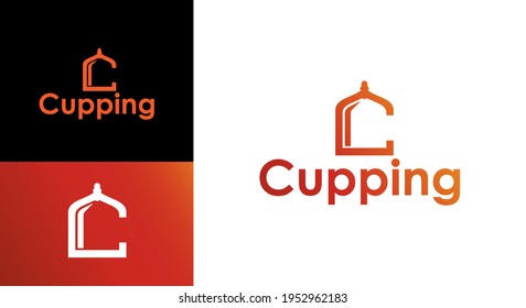 Vector logo for the initials letter C Cupping, Cupping therapy logo, acupuncture, massage, healthy.