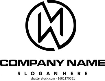 Vector logo initials letter WM flat design