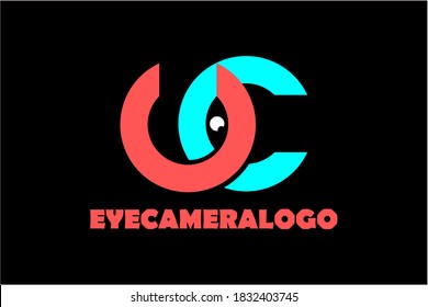 Vector logo with initials "U" and "C" connected to form an illustration of the eye or lens in the center. Usable for Photography and general business logos