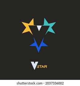 vector logo initials v with a star that makes up the letter v