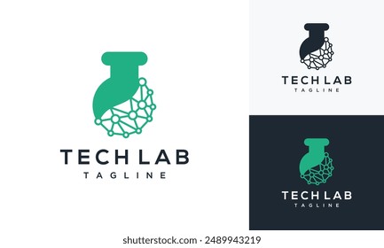 Vector logo inspiration Technology laboratory glass tube.	