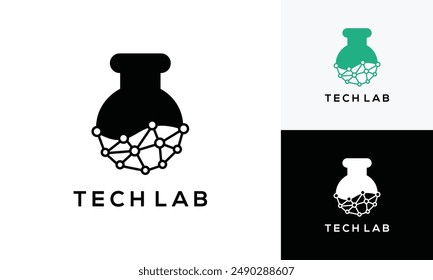 Vector logo inspiration Technology laboratory glass tube. digital creative lab idea icon.	