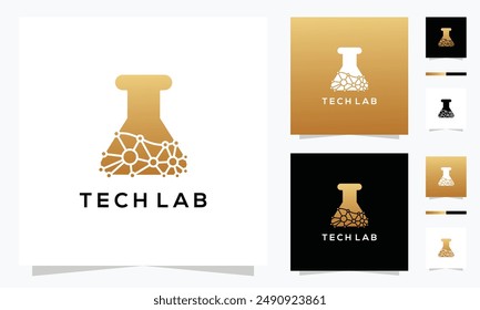 Vector logo inspiration Technology laboratory glass tube. digital creative lab idea icon.	