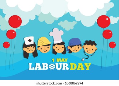Vector logo. International Labor Day. Labor day. The first of May.Greeting card
