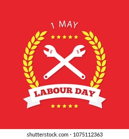 Vector logo. International Labor Day. Labor day. The first of May.Greeting card