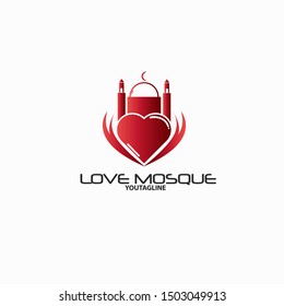 vector logo islamic  love mosque icon template. decoration vector illustrasion