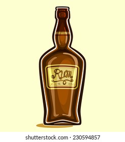 Vector Logo For Isolated  Brown Bottle Of Rum 