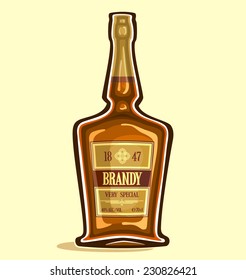 Vector logo for isolated brown glass bottle brandy