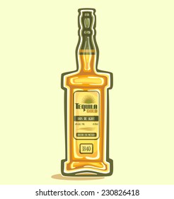 Vector logo for isolated  yellow glass bottle of tequila