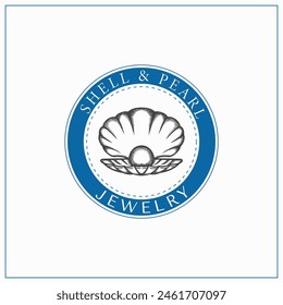 Vector Logo Jewelry Pearl with Shell Illustration