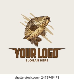 
vector logo jumping Carp fish