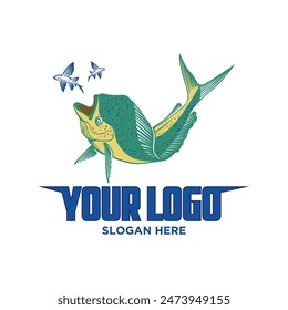 
vector logo jumping mahi mahi fish