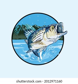 vector logo jumping striped bass