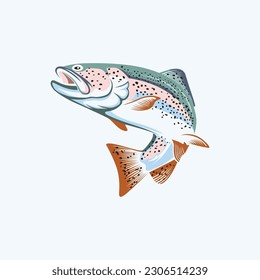 vector logo jumping trout fishing