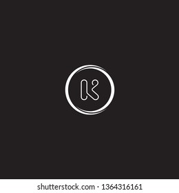 Vector Logo K. circle frame. Black background.