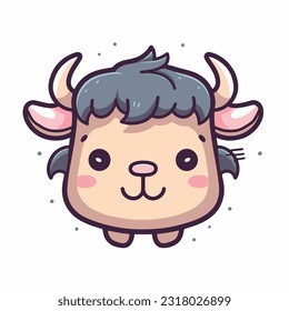 vector logo of kawaii buffalo face