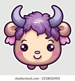 vector logo of kawaii buffalo face