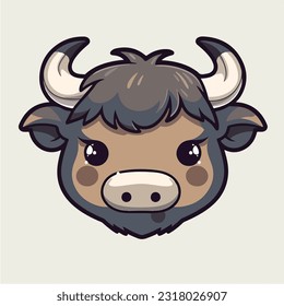 vector logo of kawaii buffalo face